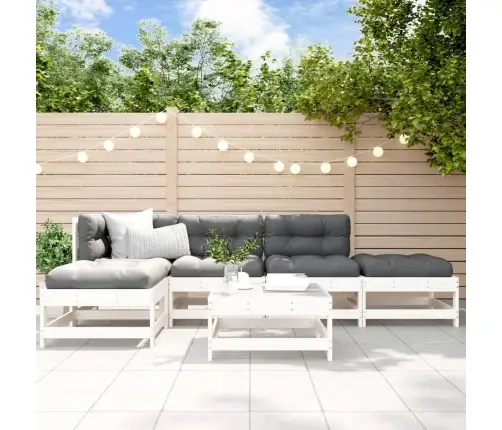 6-Daļīgs Dārza Mēbeļu Komplekts, Balts Priedes Masīvkoks Vidaxl