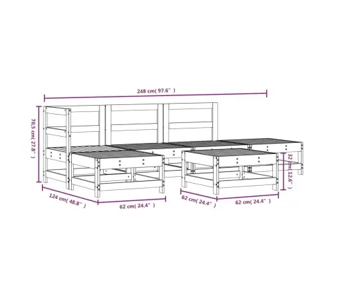 6-Daļīgs Dārza Mēbeļu Komplekts, Duglasa Egles Masīvkoks Vidaxl