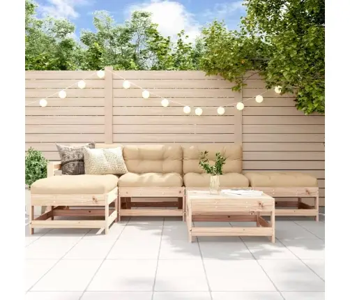 Sodo Poilsio Baldų Komplektas, 6 Dalių, Pušies Medienos Masyvas