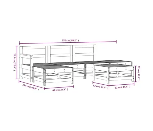 6-Daļīgs Dārza Mēbeļu Komplekts, Impregnēts Priedes Koks Vidaxl