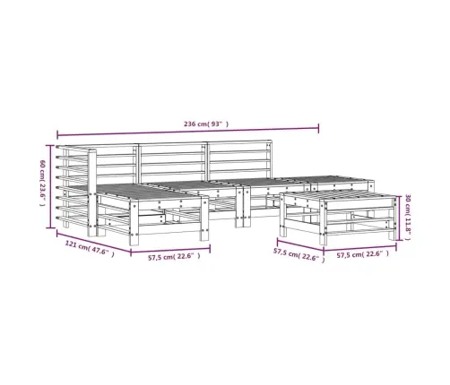 Sodo Poilsio Baldų Komplektas, 6 Dalių, Impregnuota Pušis