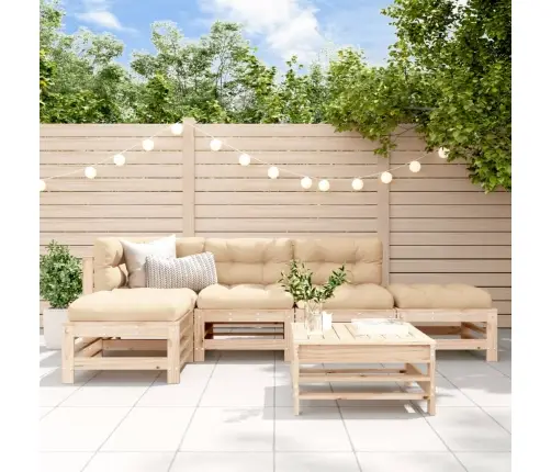 Sodo Poilsio Baldų Komplektas, 6 Dalių, Pušies Medienos Masyvas