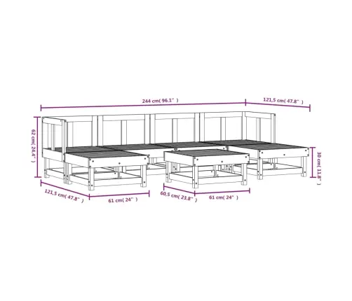 7-Osaline Aiamööbli Komplekt, Ebatsuuga Puit