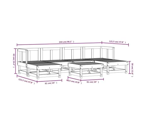 7-Osaline Aiamööbli Komplekt, Valge, Täismännipuit