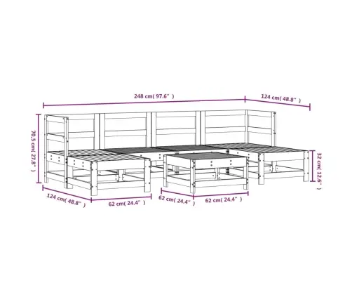 7-Daļīgs Dārza Mēbeļu Komplekts, Priedes Masīvkoks Vidaxl