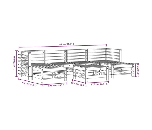 7-Daļīgs Dārza Mēbeļu Komplekts, Priedes Masīvkoks Vidaxl