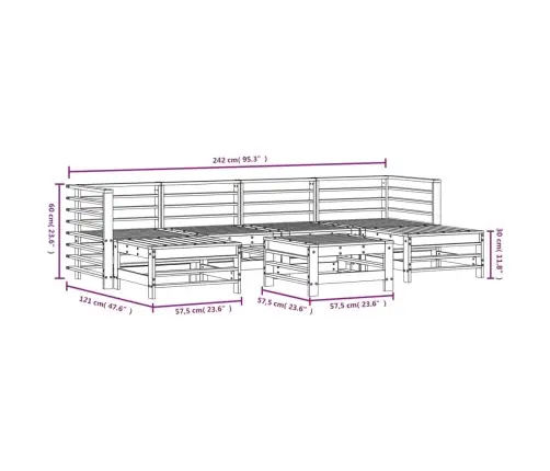 7-Osaline Aiamööbli Komplekt, Ebatsuuga Puit