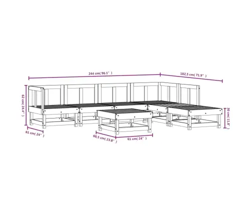 7-Daļīgs Dārza Mēbeļu Komplekts, Priedes Masīvkoks Vidaxl