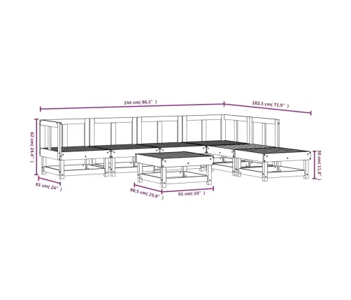 7-Daļīgs Dārza Mēbeļu Komplekts, Impregnēts Priedes Koks Vidaxl