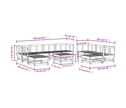11-Daļīgs Dārza Mēbeļu Komplekts, Duglasa Egles Masīvkoks Vidaxl