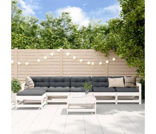 Sodo Poilsio Baldų Komplektas, 7 Dalių, Baltas, Pušies Masyvas