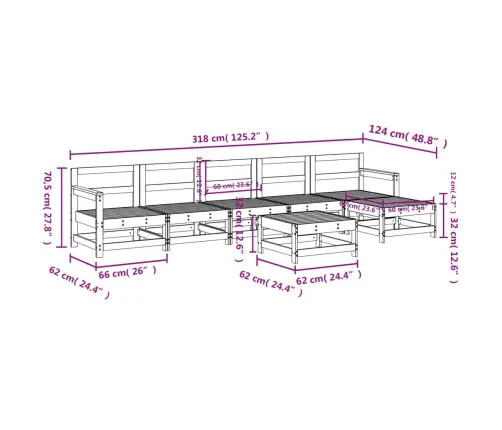 7-Osaline Aiamööbli Komplekt, Valge, Täismännipuit