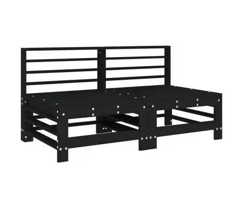 7-Daļīgs Dārza Mēbeļu Komplekts, Melns Priedes Masīvkoks Vidaxl