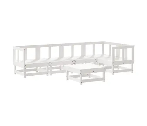 6-Daļīgs Dārza Mēbeļu Komplekts, Balts Priedes Masīvkoks Vidaxl