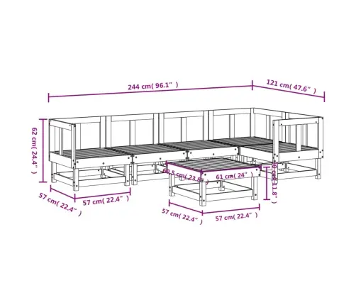 Sodo Poilsio Baldų Komplektas, 6 Dalių, Pilkas, Pušies Masyvas