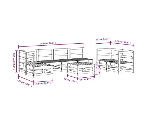 8-Osaline Aiamööbli Komplekt, Männipuit