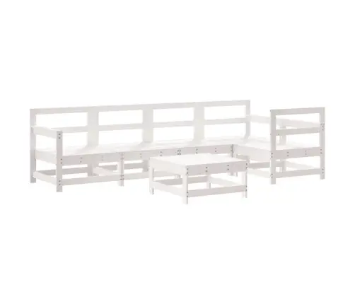 6-Osaline Aiamööbli Komplekt, Valge, Männipuit