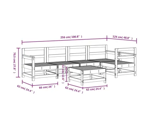 6-Daļīgs Dārza Mēbeļu Komplekts, Pelēks Priedes Masīvkoks Vidaxl