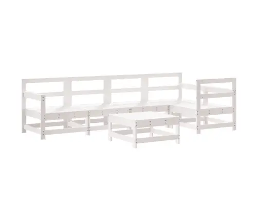 Sodo Poilsio Baldų Komplektas, 6 Dalių, Baltas, Pušies Masyvas