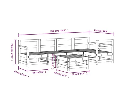6-Daļīgs Dārza Mēbeļu Komplekts, Pelēks Priedes Masīvkoks Vidaxl