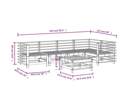 6-Osaline Aiamööbli Komplekt, Valge, Männipuit
