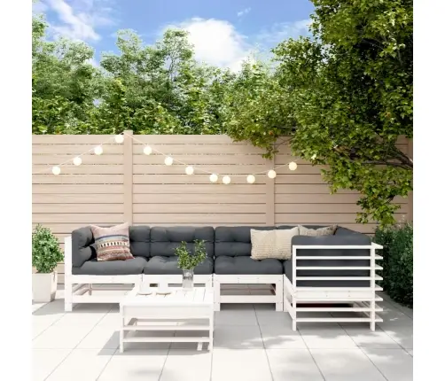 6-Osaline Aiamööbli Komplekt, Valge, Männipuit