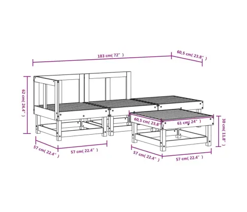 4-Osaline Aiamööbli Komplekt, Ebatsuuga Puit
