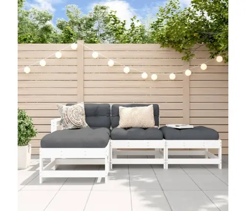 4-Osaline Aiamööbli Komplekt, Valge, Männipuit