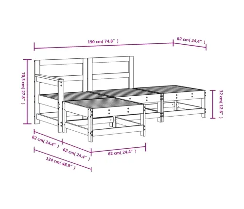 4-Daļīgs Dārza Mēbeļu Komplekts, Impregnēts Priedes Koks Vidaxl