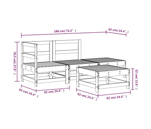 4-Daļīgs Dārza Mēbeļu Komplekts, Duglasa Egles Masīvkoks Vidaxl