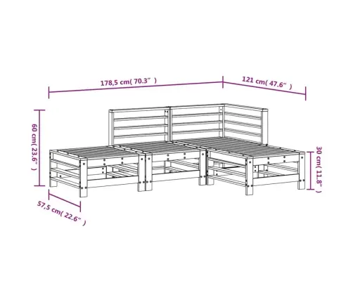 4-Osaline Aiamööbli Komplekt, Valge, Männipuit