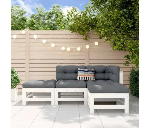 4-Osaline Aiamööbli Komplekt, Valge, Männipuit