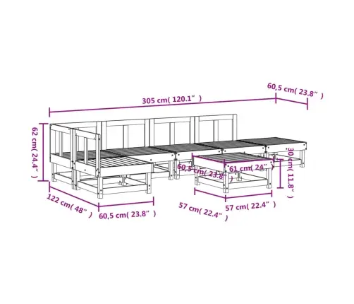 7-Osaline Aiamööbli Komplekt, Valge, Täismännipuit