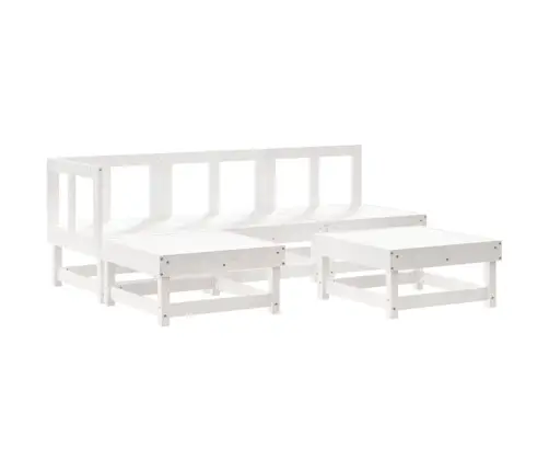 Sodo Poilsio Baldų Komplektas, 5 Dalių, Baltas, Pušies Masyvas