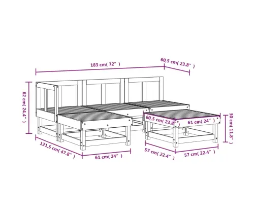5-Osaline Aiamööbli Komplekt, Immutatud Männipuit