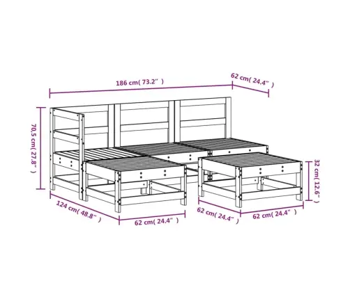 Sodo Poilsio Baldų Komplektas, 5 Dalių, Impregnuota Pušis