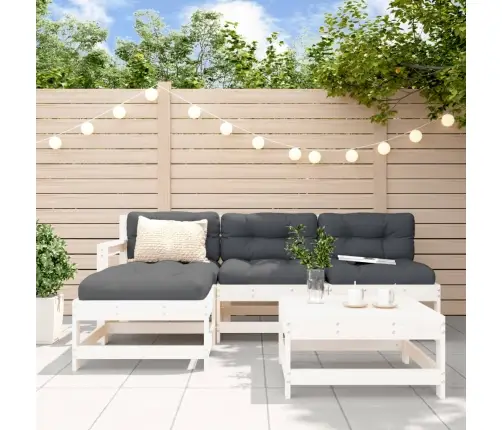 5-Osaline Aiamööbli Komplekt, Valge, Männipuit