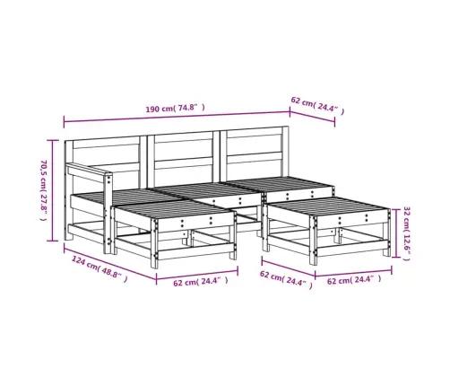 5-Daļīgs Dārza Atpūtas Mēbeļu Komplekts Duglasa Egles Masīvkoks Vidaxl