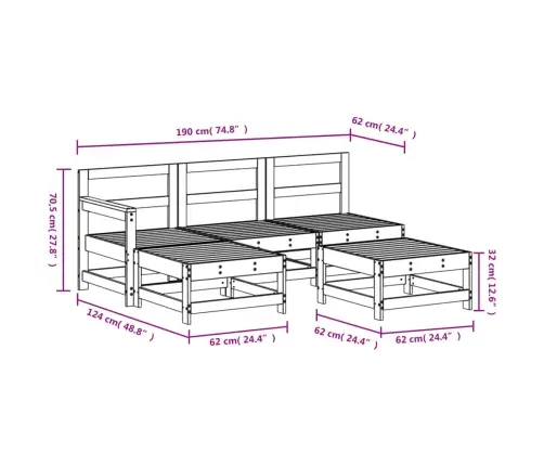 5-Daļīgs Dārza Mēbeļu Komplekts, Impregnēts Priedes Koks Vidaxl