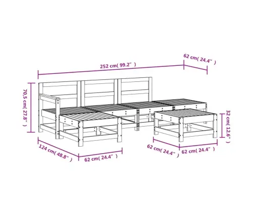 6-Daļīgs Dārza Atpūtas Mēbeļu Komplekts, Priedes Masīvkoks Vidaxl