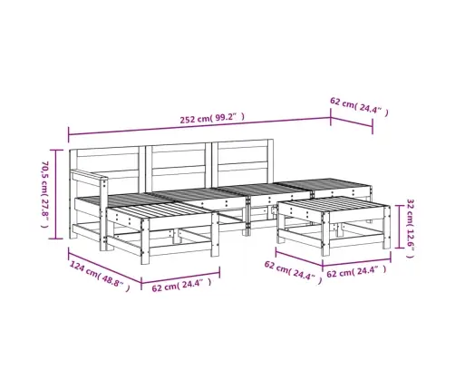6-Daļīgs Dārza Mēbeļu Komplekts, Duglasa Egles Masīvkoks Vidaxl