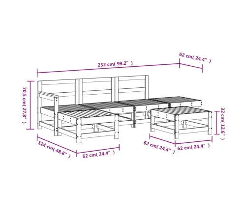 6-Osaline Aiamööbli Komplekt, Immutatud Männipuit