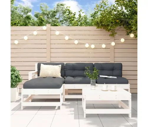 5-Daļīgs Dārza Atpūtas Mēbeļu Komplekts, Balts Priedes Koks Vidaxl