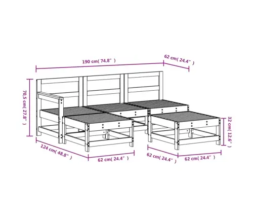 5-Daļīgs Dārza Mēbeļu Komplekts, Impregnēts Priedes Koks Vidaxl