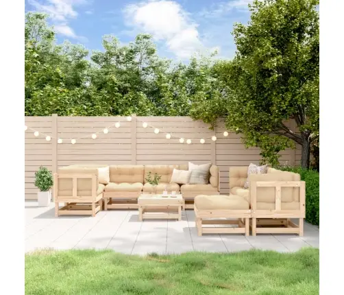 Sodo Poilsio Baldų Komplektas, 10 Dalių, Pušies Masyvas