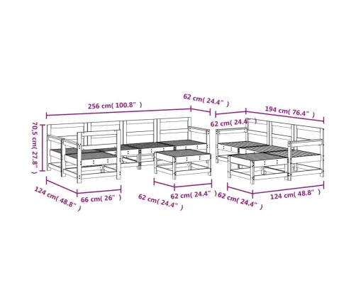 10-Daļīgs Dārza Mēbeļu Komplekts, Impregnēts Priedes Koks Vidaxl