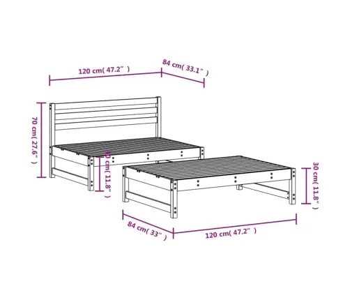 2-Daļīgs Dārza Atpūtas Mēbeļu Komplekts, Priedes Masīvkoks Vidaxl