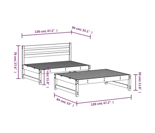 2-Osaline Aiamööbli Komplekt, Immutatud Männipuit