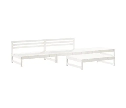 Sodo Poilsio Baldų Komplektas, 4 Dalių, Baltas, Pušies Masyvas