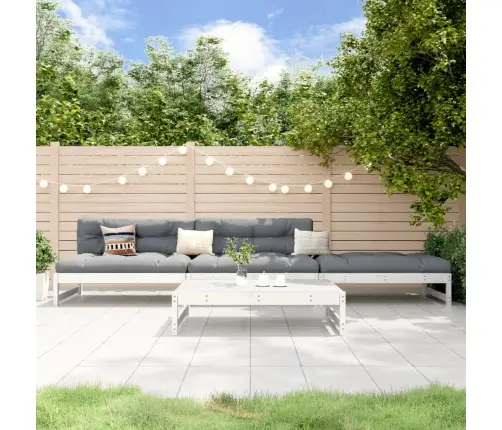 Sodo Poilsio Baldų Komplektas, 4 Dalių, Baltas, Pušies Masyvas